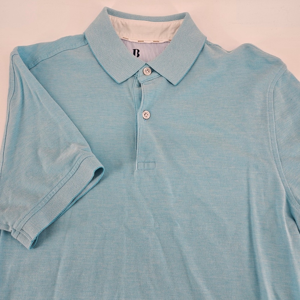 Boggi Milano Mens Light Blue Pique Cotton Short Sleeve Polo Shirt Size S